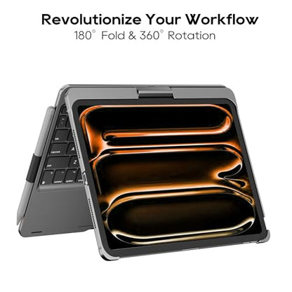 edaiser Swivel Keyboard Case for iPad Pro 11-inch M5 M4 (2025 2024) Gray | 360° Rotatable Protective Cover with Pencil Holder | Multi-Touch Trackpad | RGB Backlit | A3357 A3358 A3359 A2836 A2837 A3006 - color: Space Gray, size: iPad Pro 11" (M4/M5)