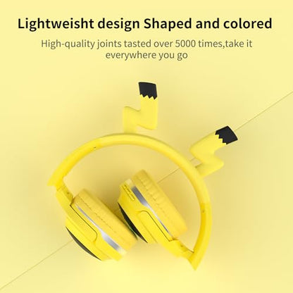 Wireless Kids Headphones with 7-Color LED Lights, 85dB Safe Volume & 40H Playtime – Ultra-Soft Over-Ear for School Travel - color: Yellow