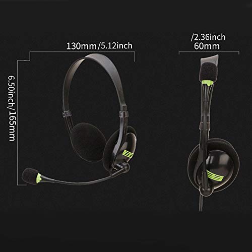 CALIDAKA USB Headset with Microphone, Lightweight PC Headphones for Business, Online Courses, Skype Chat, Call Center, Gaming, Noise Reduction