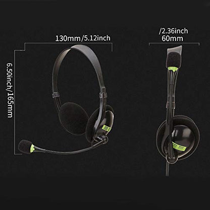 CALIDAKA USB Headset with Microphone, Lightweight PC Headphones for Business, Online Courses, Skype Chat, Call Center, Gaming, Noise Reduction