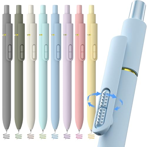 HIACRY 8 Pack Colorful Gel Ink Pens，Quick-Dry 0.7mm Fine Point Fidget Pens for Smooth Writing, Journaling & Drawing, Aesthetic Morandi Colored Pens for Women, School & Office Supplies (Morandi Colors) - color: Morandi Color Ink -8pcs