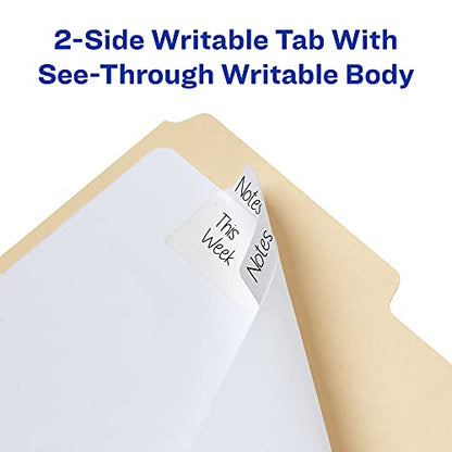 Avery Ultra Tabs, File Tabs, 3" x 1.5", 2-Side Writable, White, Self-Adhesive, 24 Per Pack, 48 Total (2-Pack of 74776)