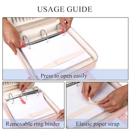 Zipper Binder | 3 Inch O-Ring, 600 Sheet Capacity Trapper Keeper with Shoulder Strap & Handle, Binder Bag with Multiple Storage Pockets, Fits 13" Laptop (Pink) - color: Pink