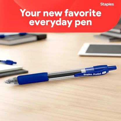 STAPLES Retractable Gel Pens, Fine Point 0.7mm, Blue Ink, 12 Pack – ProGel Smooth‑Writing Pens for Office, School & Home - color: Blue, size: 12 Pack, style: Fine Point