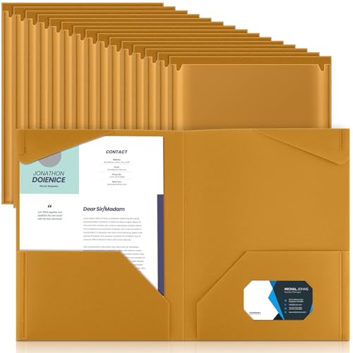 Henoyso 36 Pack Brown Plastic Folders with Clear Front Pockets Heavy Duty File Folders with 2 Pockets and Card Slot for Student Communication School Office Presentation Report - color: Brown