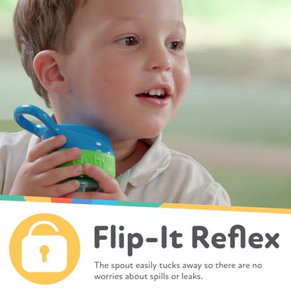 Nuby Thirsty Kids Flip-It No-Spill Toddler Sippy Cup with Soft Spout - 12 oz - 18+ Months - Aqua Camo - Back to School Essentials (Pack of 12) - color: Aqua Camo, size: 12 Ounces (Pack of 12)