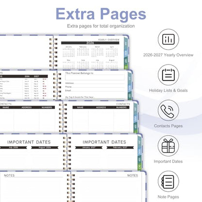 Planner 2026-2027, Weekly and Monthly Academic Year Calendar Planner, July 2026 - June 2027, Daily Agenda Book for Office School Supplies, Letter Size(8.5'' x 11'') - color: 2607-Periwinkle Grid, size: 8.5"x11"(Jul 2026-Jun 2027)