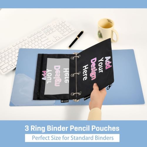 Personalized Binder Pencil Pouch 3 Ring Custom DIY Name Photo Zipper Pencil Pouches Case Customized Cosmetic Bags with Clear Window Organizer for School Office, 2 Pack - color: Custom