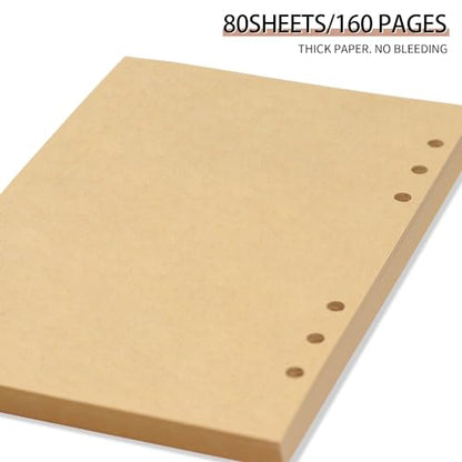 A5 Refill Paper, Unlined Blank Kraft Paper,100GSM Thick Refillable Paper 6 Hole Filler Inserts Loose Leaf Paper,for A5 6 Ring Binder,80 Sheets (160 Pages)(Kraft-Blank-A5) - size: Kraft-Blank-A5