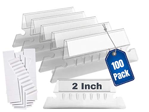 1InTheOffice Plastic Clear Tabs, and Inserts 2" x 5/8", 100/Pack (2") - size: 2"