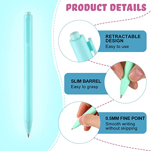 Yexiya 150 Pcs Retractable Gel Ink Pens Bulk Cute Pastel Gel Ink 0.5mm Fine Point Macaron Style Writing Cute Black Pens for Smooth Writing Journaling Taking Notes School Office Home