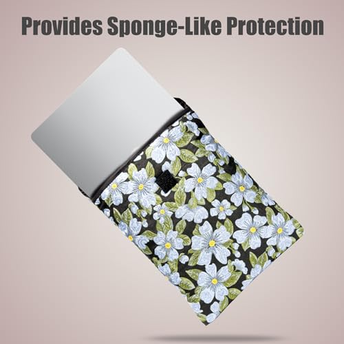Puffy Laptop Sleeve 11-12 Inch, Soft Laptop Case, Blue Flower | Compatible with 11-12 Inch Macbook Pro/Air, Asus/Dell Xps/Lenovo Laptops, Protective Carrying Bag for Women and Men - color: Blue Flower, size: 11/12