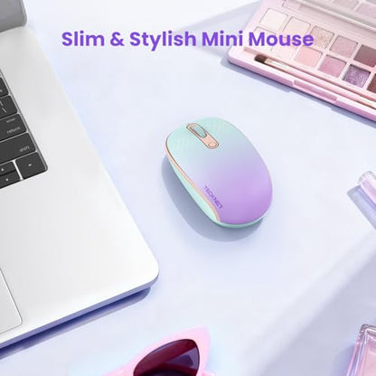 TECKNET Wireless Mouse,Bluetooth Mouse (BT5.3/5.0 & 2.4G) with USB Receiver Silent Optical Computer Mice，Wide Compatibility - color: Gradient