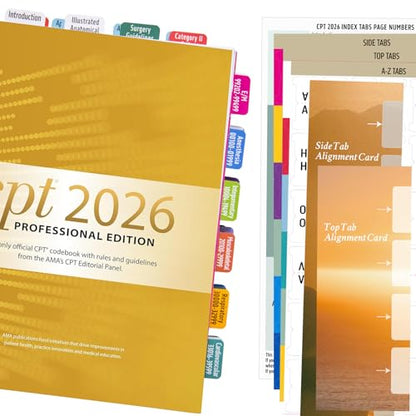 Index Tabs for CPT 2026 Professional Edition, Laminated and Color Coded Code Book Tabs with Easy Installation and Aesthetic Design.