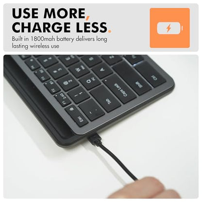 X9 Performance Bluetooth Small Wireless Keyboard with Phone Holder - (BT + 2.4Ghz) - Ready for Travel - Compact Keyboard for Tablet, Phone, Office - Backlit, Portable, Multi-Device - PC, Mac, Android