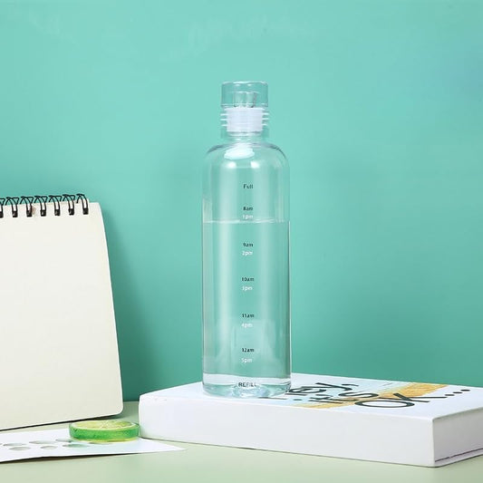 17.6 Oz Water Bottle with Time Marker, Reusable Sports Water Bottle, Portable Hydration Bottle for Daily, Gym, Outdoor Use (Transparent) - color: Transparent