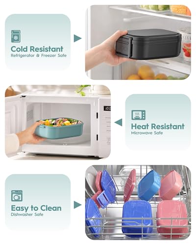 BiuLeon Bento Box Adult Lunch Box, 65 Oz Capacity Lunch Containers(Adjustable 2/3 Tier), BPA-Free, Leak-Proof and Stackable Bento Lunch Box, Microwave & Dishwasher Safe with Utensils(Black) - color: Black