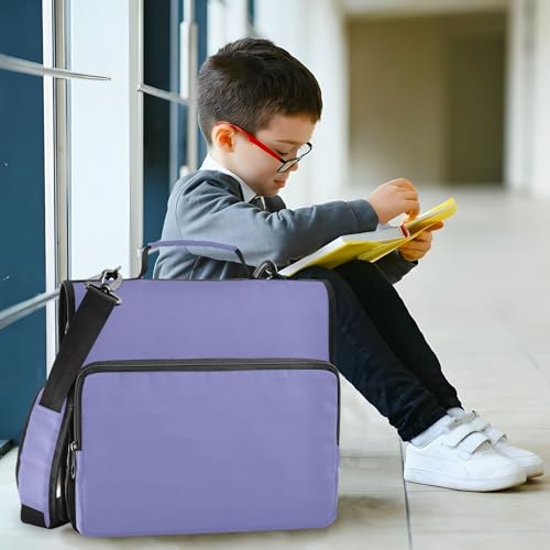 1.5 Inch 3 Rings Office Binder Organizer with Handle and Removable Shoulder Strap Multi-Pocket Portfolio Binder for Middle School Dark Purple - color: Dark Purple