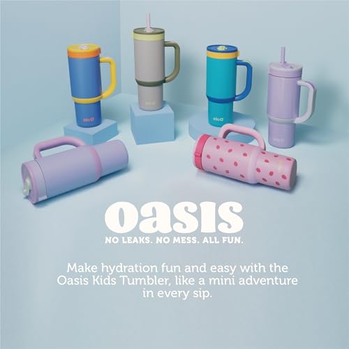 Ello Oasis 18oz Insulated Stainless Steel Kids Tumbler with Straw, Lavender Fields - color: Lavender Fields, size: 18 Ounces