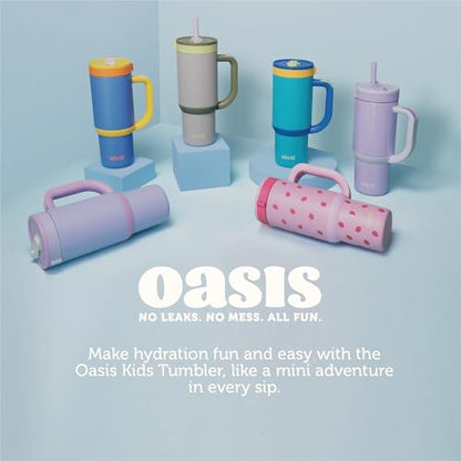 Ello Oasis 18oz Insulated Stainless Steel Kids Tumbler with Straw, Strawberries - color: Strawberries, size: 18 Ounces
