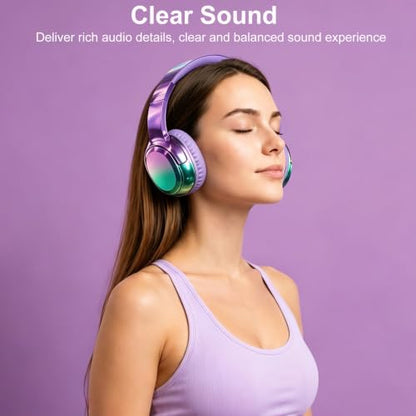 Joysico Wired and Wireless Headphones Over Ear for Kids Teen Girls Women | 85/94dB Volume Limit, Bluetooth 6.0, Mic, 60H Playtime, Foldable, Aux Cord for School Travel, Headset for iPhone iPad Tablets