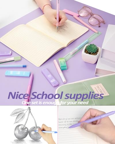 JIZHIYUAN Mechanical Pencil Set with Green Pencil Case,12X Pastel Mechanical Pencil 0.5mm-2.0mm with 564X HB+36X Color Leads for Writing, Drafting, Drawing, Sketching Ideal College Study Essentials - color: Green