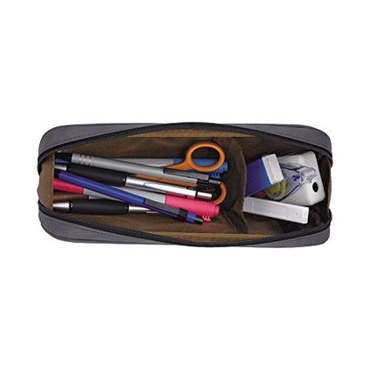 LIHIT LAB Large Capacity Zipper Long Pencil Case For School Office College, Big Capacity Pencil Bag Holder Adults Teen Boys Girls, Travel Cosmetics Storage, Jet Black (A7552-124) - color: Jet Black