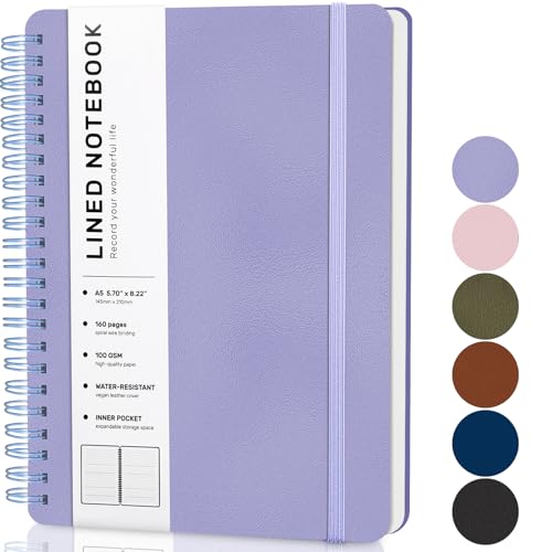 Lined Spiral Journal Notebook, B5 Hardcover Leather Notebook for Work, 7.8''×10'', 100GSM Thick Paper Spiral Bound Journaling Notebooks for Women & Men Office School Note Taking Business, Purple - color: Purple, size: B5