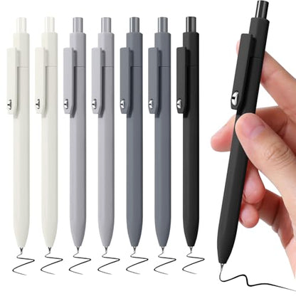 Piochoo Black Gel Pens, 8Pcs Fine Point Black Ink Smooth Writing Pens for Journaling, Nurse Aesthetic Cute Office School Supplies, Gifts for Women and Men(8Pcs Black White Grey-Black Ink) - color: White Black