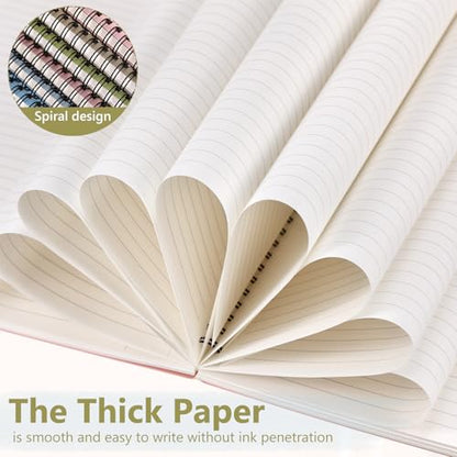 Fuutreo 6 Pack B5 Spiral Notebooks 10.5 x 7.45 Inch College Ruled Aesthetic Journal Kraft Hardcover 70 Sheets (140 Pages) Spiral Notebook for Office Students Work Journaling(Earthy Tones,Grassland) - color: Earthy Tones
