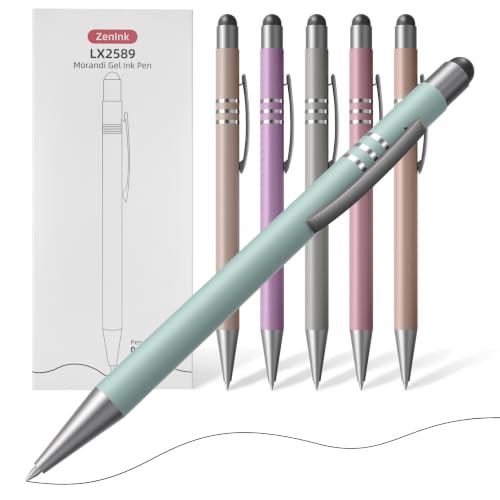 Morandi Gel Pens, 6 Pack Black Ink Pens, Premium Aesthetic Retractable Pens with Stylus,0.5mm Fine Tips, Quick-Drying Ink for Smooth Writing, for Journaling, School, Office, Teachers, Gifts - color: 6 Pcs Morandi-Black Ink