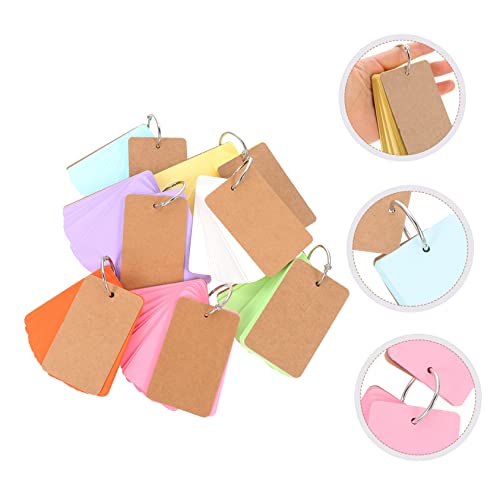 ARTIBETTER 7 Sets DIY Blank Flash Cards with Binder Rings Multi Color Memo Pads for Students Travel Diaries Creative Writing Study and Office Organization