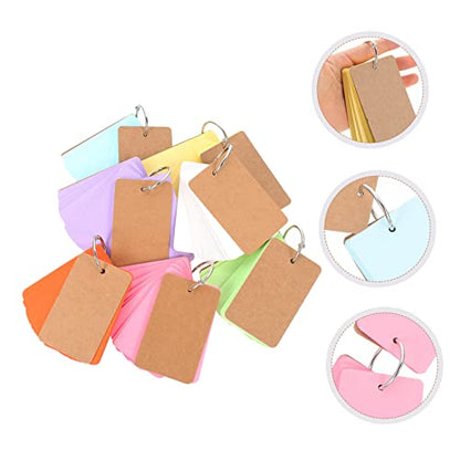 ARTIBETTER 7 Sets DIY Blank Flash Cards with Binder Rings Multi Color Memo Pads for Students Travel Diaries Creative Writing Study and Office Organization