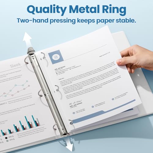 SUNEE 2 Inch Binders 3 Ring 4 Pack, PVC-Free Clear View 2" Binders (Fits 8.5x11 Inches) for School, Office & Home Use, White - color: White, size: 2 Inch, style: 4 Pack
