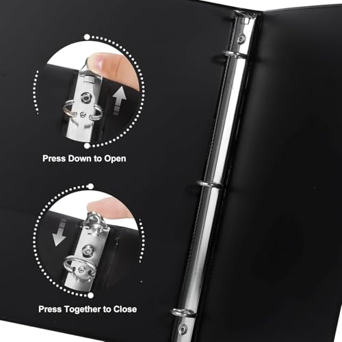 CIXILDTS 0.5-inch Round Ring Binder, Durable 1/2" 3 Ring Binder Fit Letter Size Paper, Black, 24-Pack - color: Black, size: 0.5", style: 24-Pack