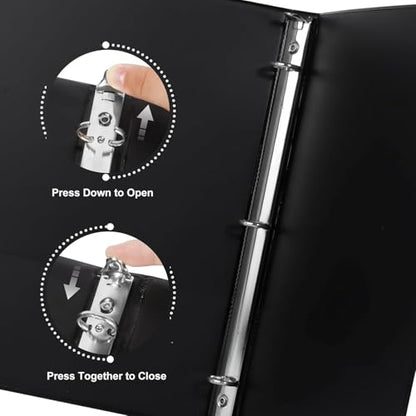 CIXILDTS 0.5-inch Round Ring Binder, Durable 1/2" 3 Ring Binder Fit Letter Size Paper, Black, 24-Pack - color: Black, size: 0.5", style: 24-Pack
