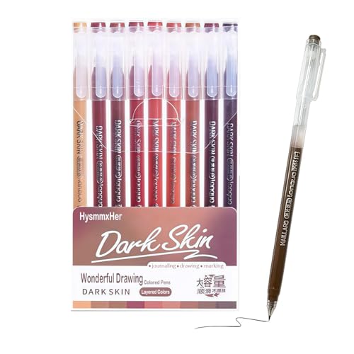 9 Colored Gel Pens Set, 0.6mm Fine Point for Black Paper & White Paper, Pens for Journaling, Adult Coloring Books, Bible, Drawing, Note Taking, Art & Journaling Supplies（Beautiful Tanned Skin） - color: Beautiful Tanned Skin