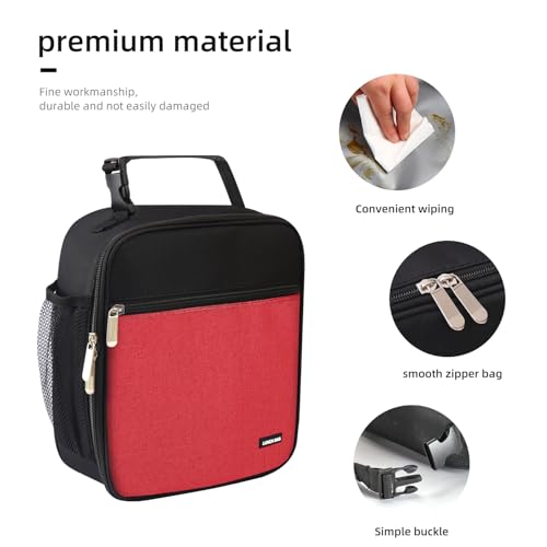 Lovoeo Lunch box Lunch bag for men women Insulated Lunchbox Lunch bags for Work Picnic Travel (Thicken hot red) - color: Thicken hot red