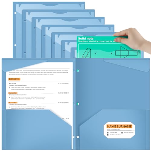 Henoyso 24 Pcs Haze Blue Plastic Folders with 2 Pockets and Clear Front Pocket 3 Holes Bulk Heavy Duty Letter Size Folders for Back to School, Office & Home, Classroom Organization - color: Haze Blue