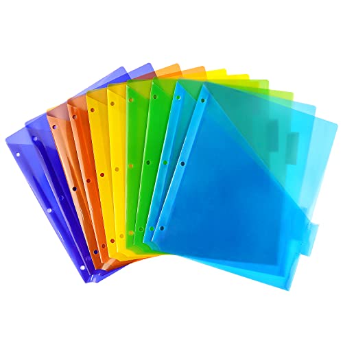Plastic Binder Dividers with One Front Pocket and Tab Binder Divider for 3 Ring Binder, Multicolor, 10 Pack | Single Pocket File Organizers