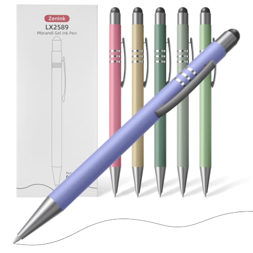 Morandi Gel Pens, 6 Pack Black Ink Pens, Premium Aesthetic Retractable Pens with Stylus,0.5mm Fine Tips, Quick-Drying Ink for Smooth Writing, for Journaling, School, Office, Teachers, Gifts - color: 6 Pcs Vintage-Black Ink