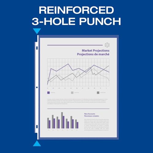 Oxford Sheet Protectors, Clear Finish, Page Protectors for 3 Ring Binder,Top Load, Letter Size Plastic Sleeves, Reinforced 3 Hole Punch for Binders, 1,000 per Box (33268)