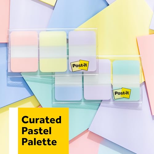 Post-it Sticky Tabs, 1 x 1.5 in, Warm Pastels, 3 Pads, 36 Tabs Total - color: Warm Pastels
