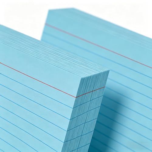 5x7 Index Cards (100 Count), Heavyweight 160gsm Blue Note Cards for Office — College Ruled & Blank Back, Large Lined Flash Cards for Project Management, Kanban & Meeting Notes - color: Blue