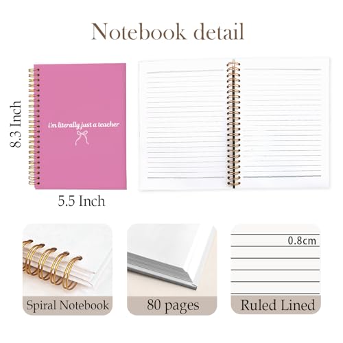 Coquette Pink Teacher Notebook, Teacher Appreciation Gifts Journal For Women, Cute Motivational Floral Teach Love Inspire Notebooks, 5.5x8.3 Inch - color: Pink
