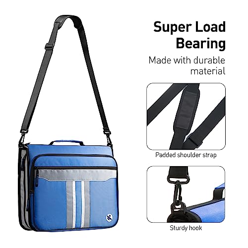 2-Inch 3 Rings Zipper Binder, Holds 15-Inch Laptop, Handle and Shoulder Strap Included, Blue - color: Blue