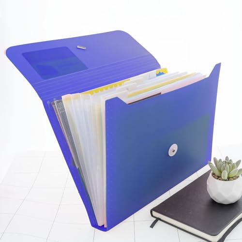BAZIC Products 13-Pocket Poly Expanding File, A4/Letter Size, 6-Case | elastic cord closure, A-Z and month tabs, contents card - size: 6-Pack