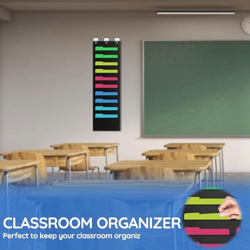 ZKOO 10 Pockets Hanging Wall File Organizer for A4 Size Paper/Legal/Letter Size Document, Sturdy Wall Mail Organizer Black Pocket Chart Great for Classroom, Office, Home Use with 3 Hangers - size: 10 Pocket