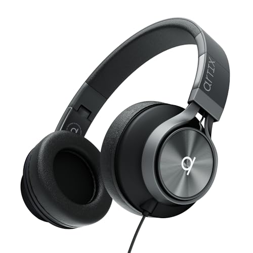 Artix CL750 Adults & Kids Headphones with Cord - Plug-In Over Ear Headphones Wired with Mic and Volume Control, Corded Head phones for Laptop, Computer, Chromebook, Tablet & Smartphone with 3.5mm Jack - color: Onyx Black