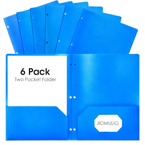 Blue Folders with Pockets Plastic File Folder for Home School Office Heavy Duty Filing Supplies with Index Tabs for Student Teacher Organizing Documents Filing Cabinet Report 6 Pack - color: Blue